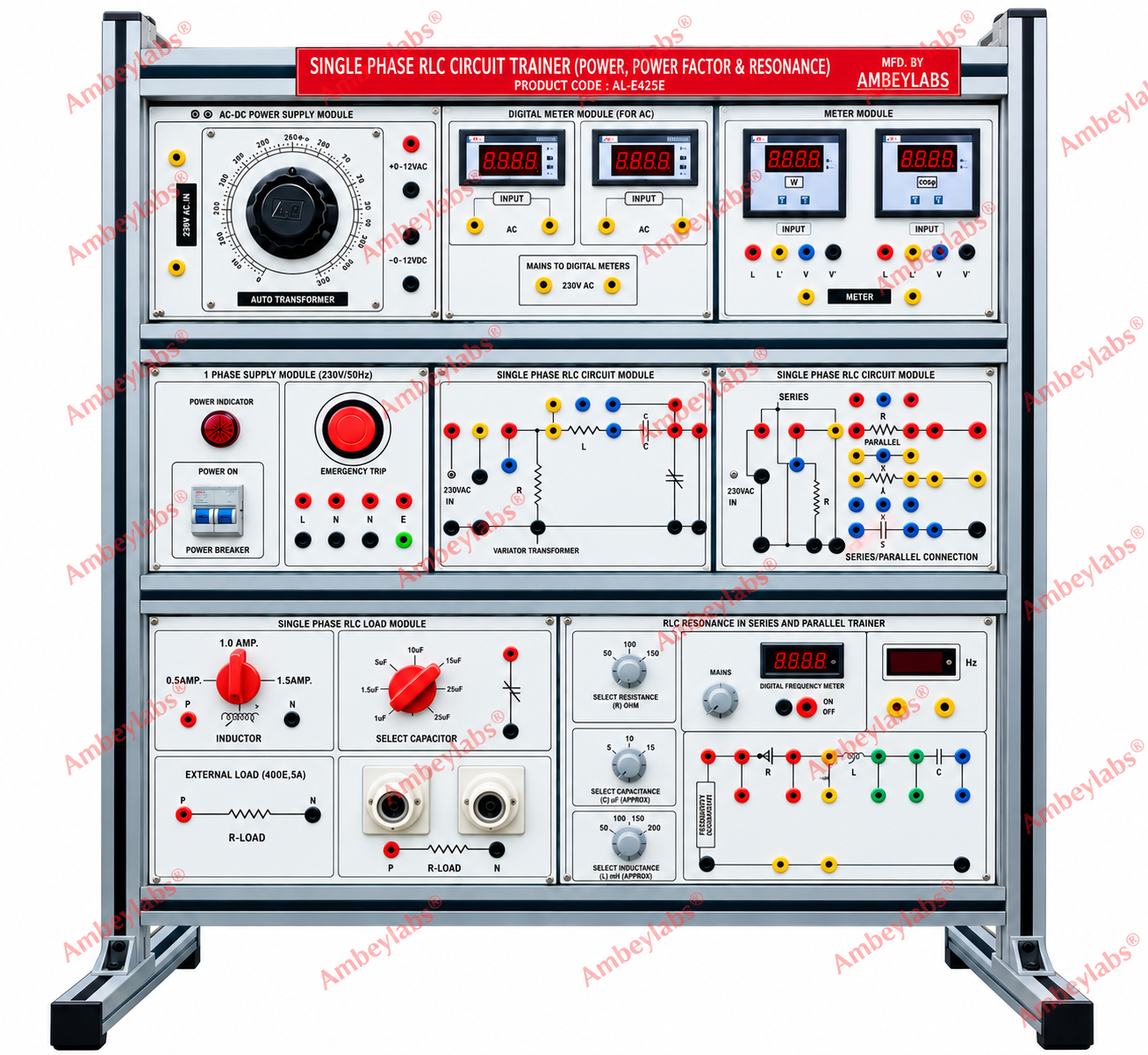 AL-E425E SINGLE PHASE RLC CIRCUIT TRAINER (POWER, POWER FACTOR AND RESONANCE)